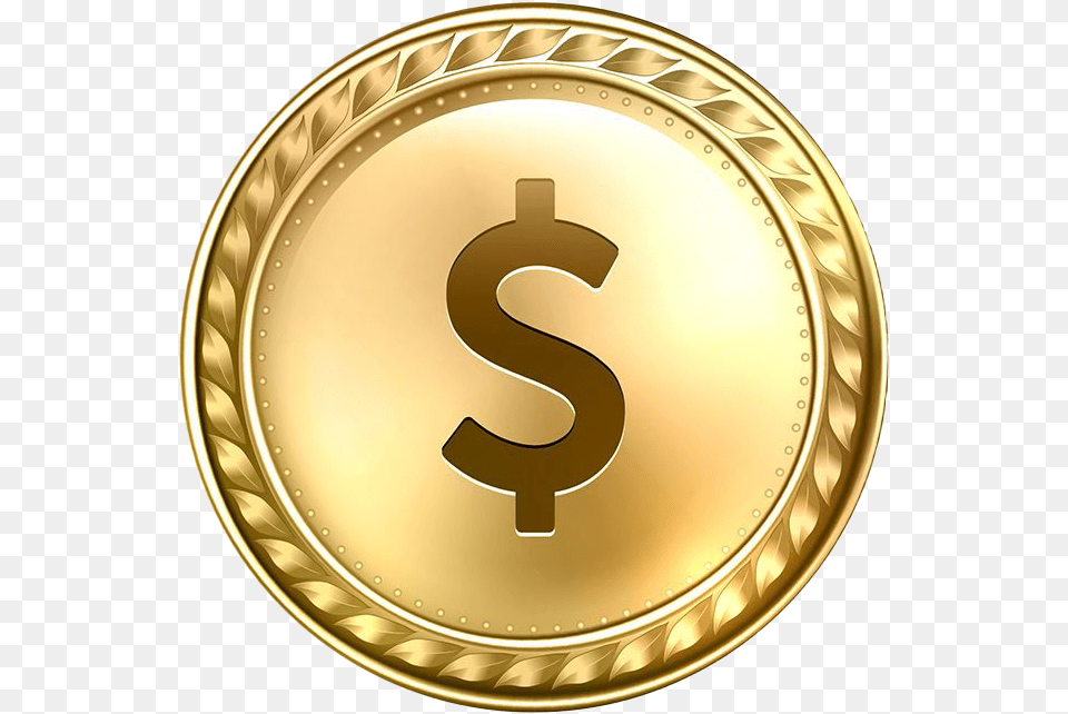 Dollar Gold Coin Gold Silver Bronze Medals Clipart, Plate, Symbol, Text, Number Free Png