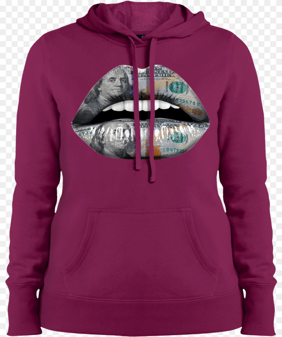 Dollar Lipsquot Ladies39 Pullover Hooded Sweatshirt Sweatshirt, Clothing, Sweater, Knitwear, Hoodie Free Png Download