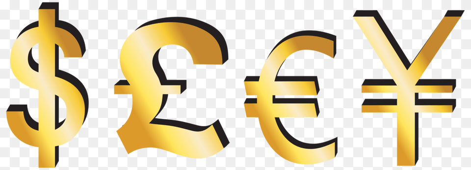 Dollar Pound Euro Yen Signs Clipart, Symbol, Text, Number Png Image