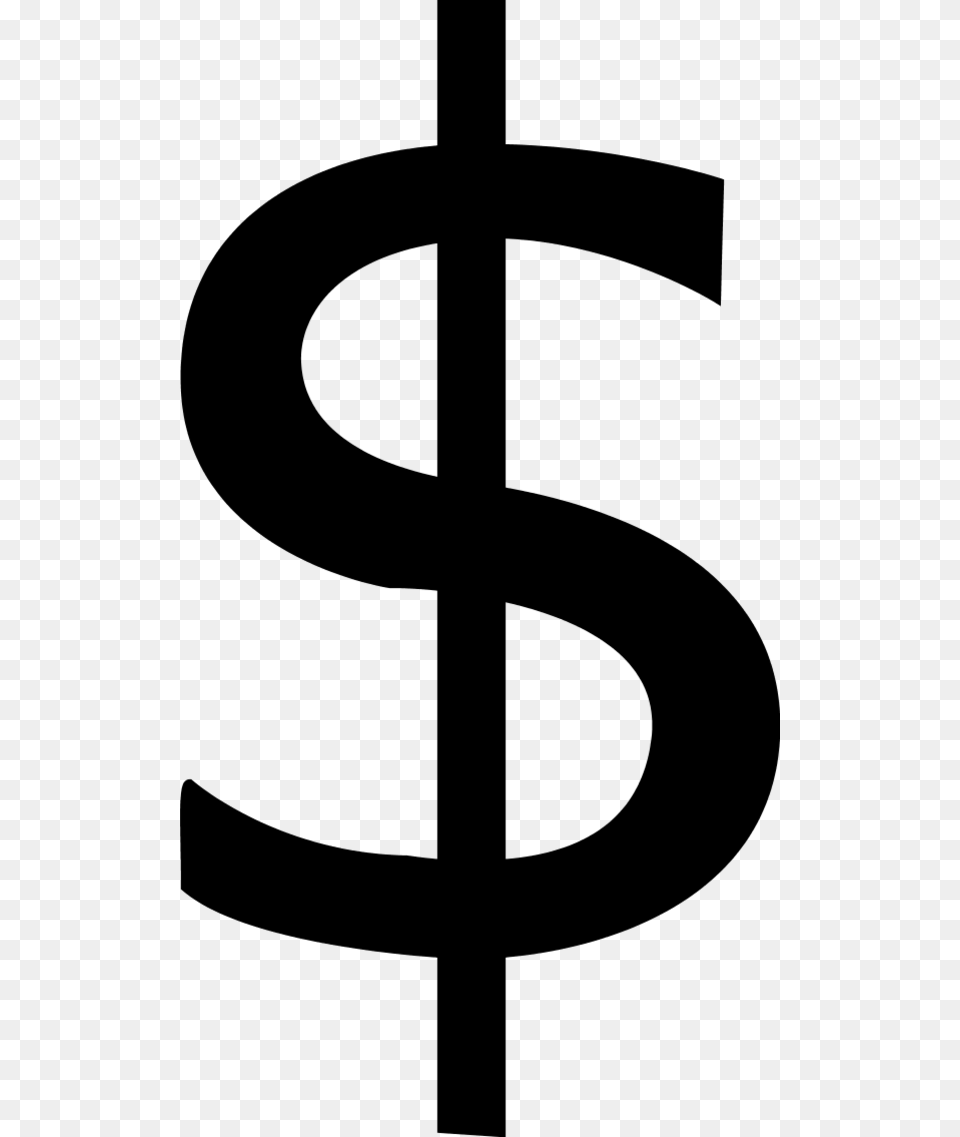 Dollar Sign 2 Large, Gray Png