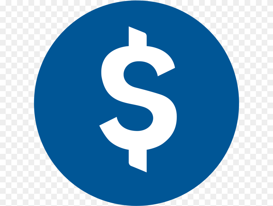 Dollar Sign Icon Blue For Kids Linkedin Logo Circle, Symbol, Number, Text, Disk Png