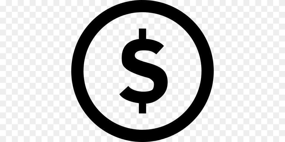 Dollar Sign In Circle, Gray Free Png Download