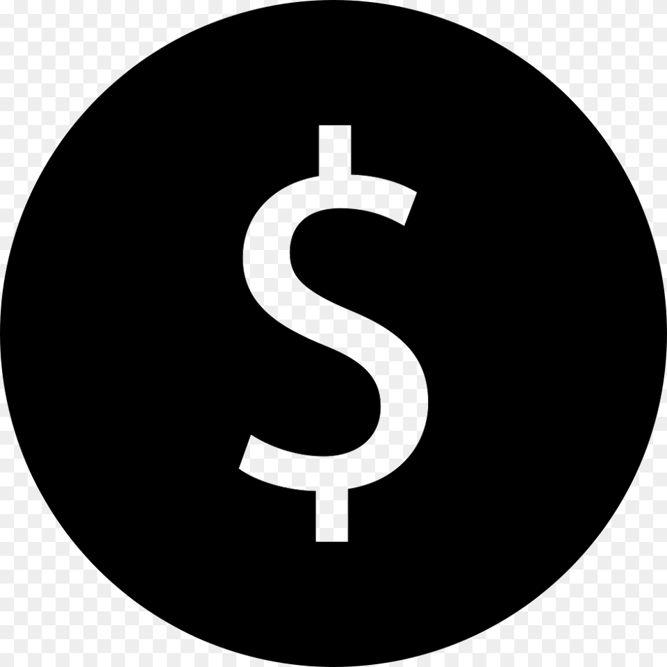 Dollar Sign Inside Black Circle Icon Download, Number, Symbol, Text, Disk Png