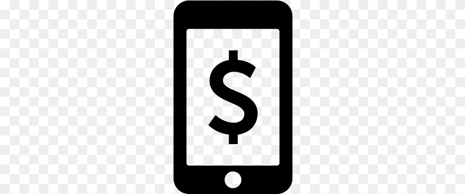 Dollar Sign On Tablet Or Phone Screen Vector Dollar Sign Phone, Gray Png Image