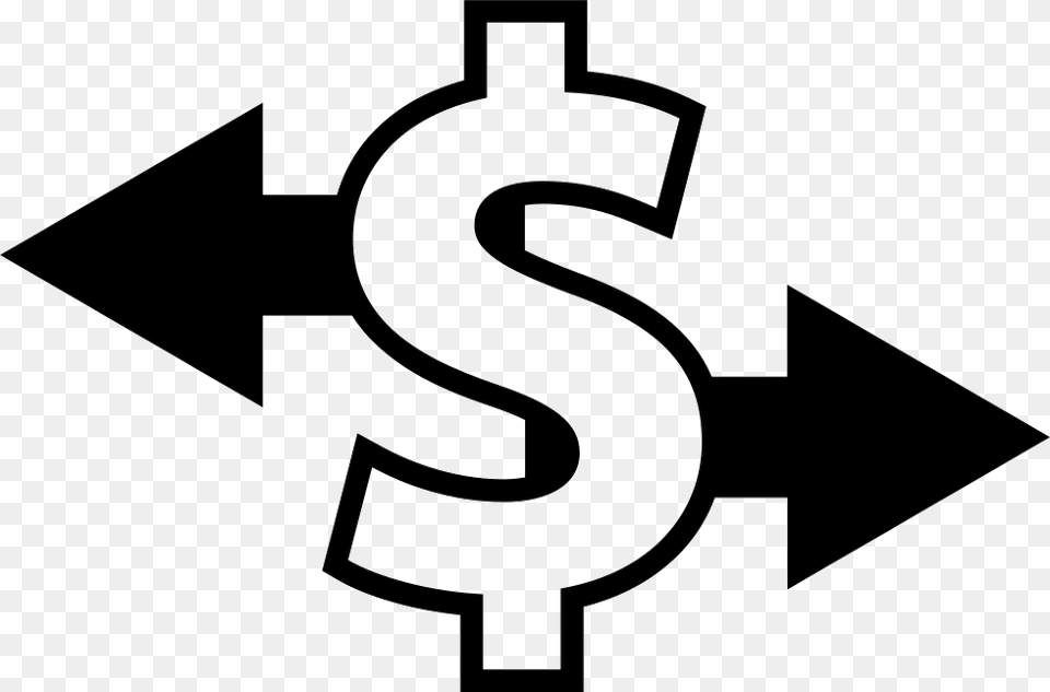Dollar Sign Outline With Arrows Pointing To Left And Right, Symbol, Stencil, Text Free Png