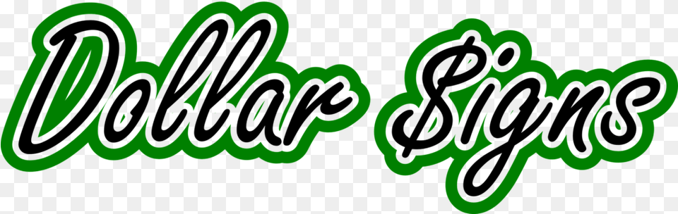 Dollar Signs Logo Calligraphy, Green, Light, Text Png