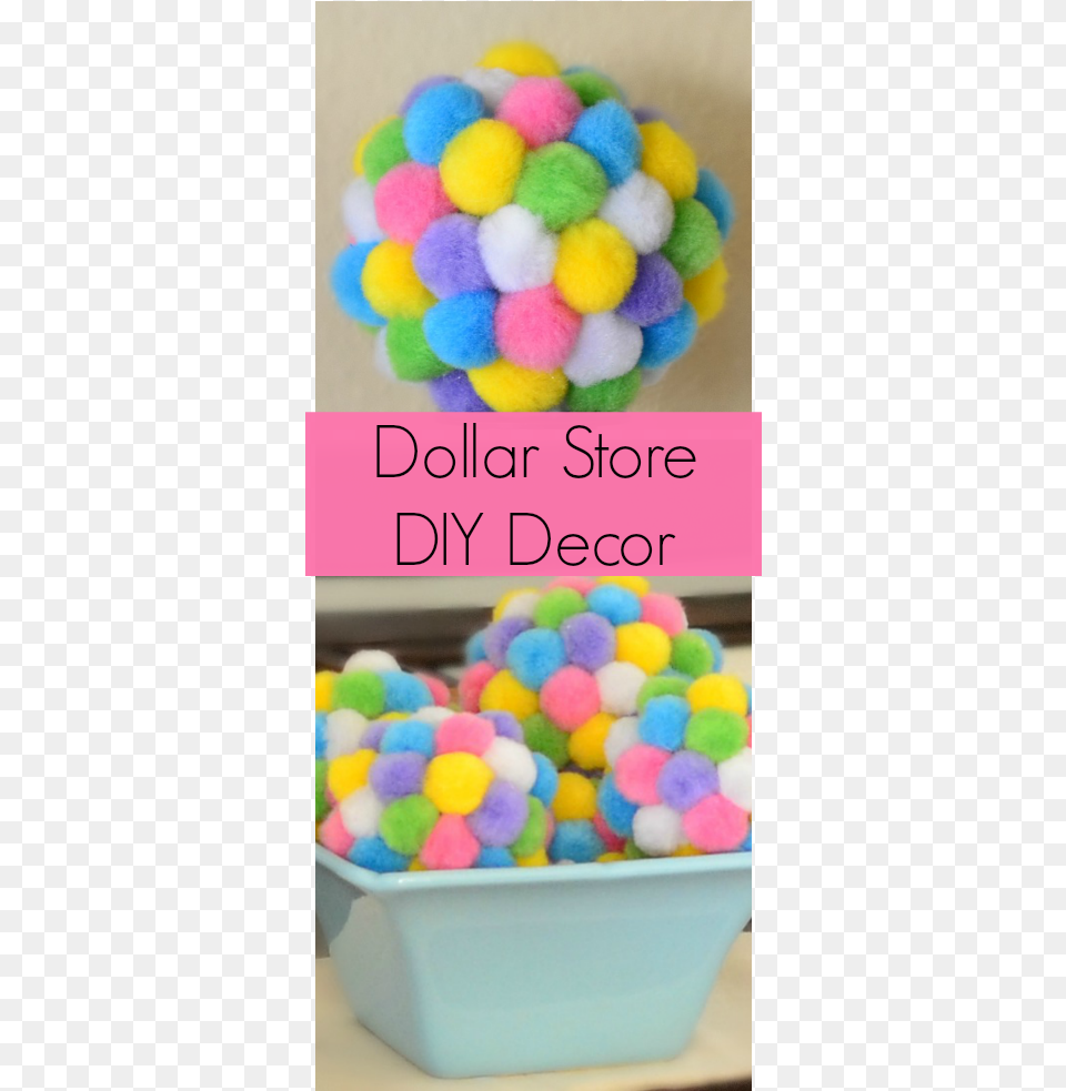 Dollar Store Pom Pom Ball Decor Pinnable Image Marshmallow, Food, Sweets, Toy, Candy Png