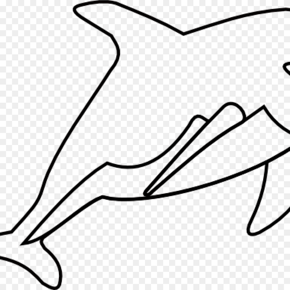 Dolphin Clipart Black And White Cute Dolphin Drawing Dolphin Drawing Outline, Silhouette, Animal, Sea Life, Mammal Free Png