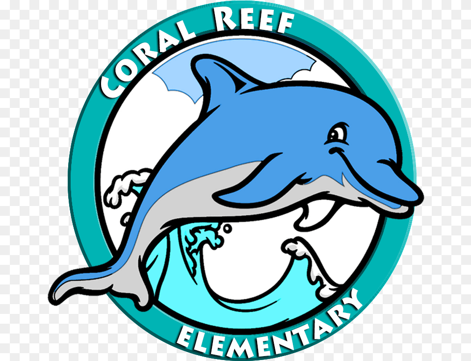Dolphin Emblem Round Coral Reef Elementary Logo, Animal, Mammal, Sea Life, Baby Png Image