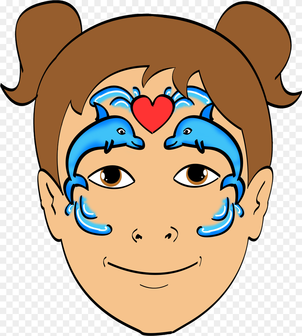 Dolphin Face Paint Design Clipart Download Clipart Face Painting, Head, Person, Photography, Portrait Free Png