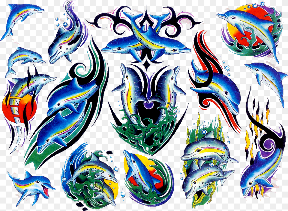 Dolphin Tattoos2src Data, Pattern, Animal, Art, Fish Free Png Download