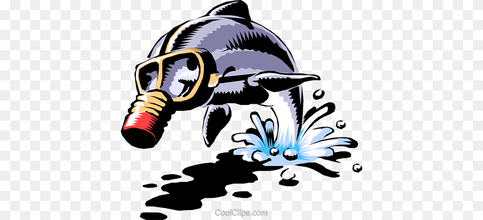 Dolphin With Gas Mask Royalty Vector Clip Art Illustration, Water, Outdoors, Nature, Baby Free Png Download
