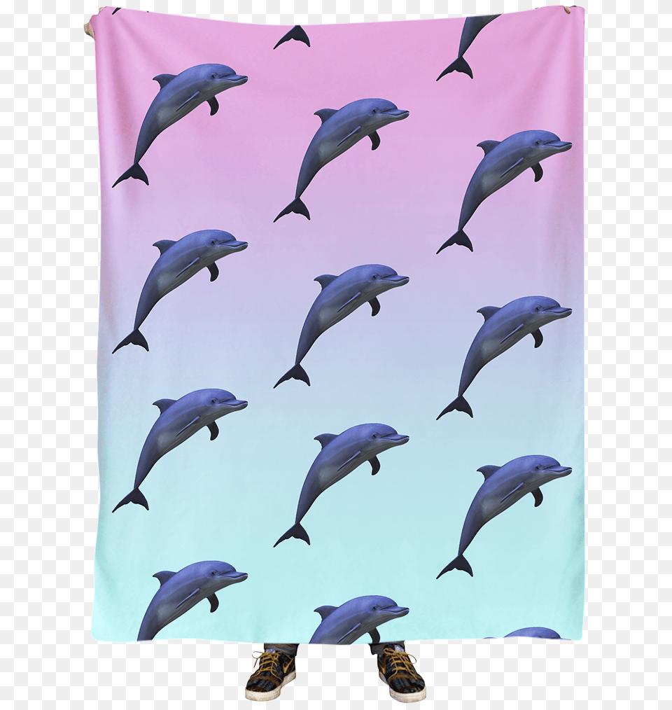 Dolphinz Blanket Vapor95 Vaporwave Art Rave Outfits Common Bottlenose Dolphin, Animal, Sea Life, Mammal, Footwear Free Png Download