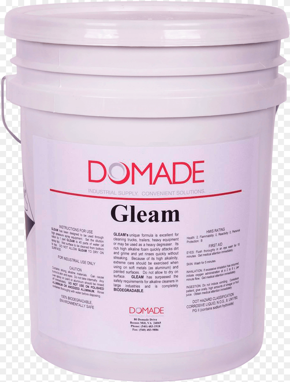 Domade Gleam Hd Alkaline Cleanerdegreaser 6 Gal Plastic, Paint Container, Bucket Free Png Download