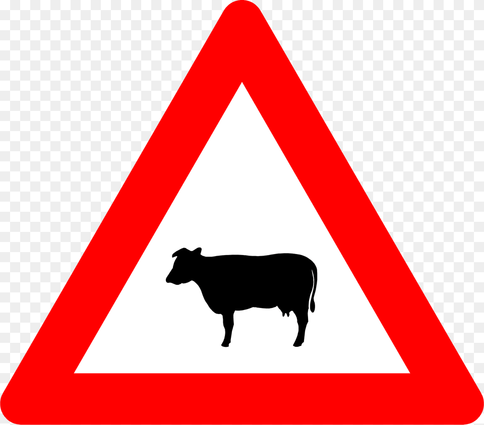 Domestic Animals Sign In Belgium Clipart, Symbol, Animal, Cattle, Cow Free Png