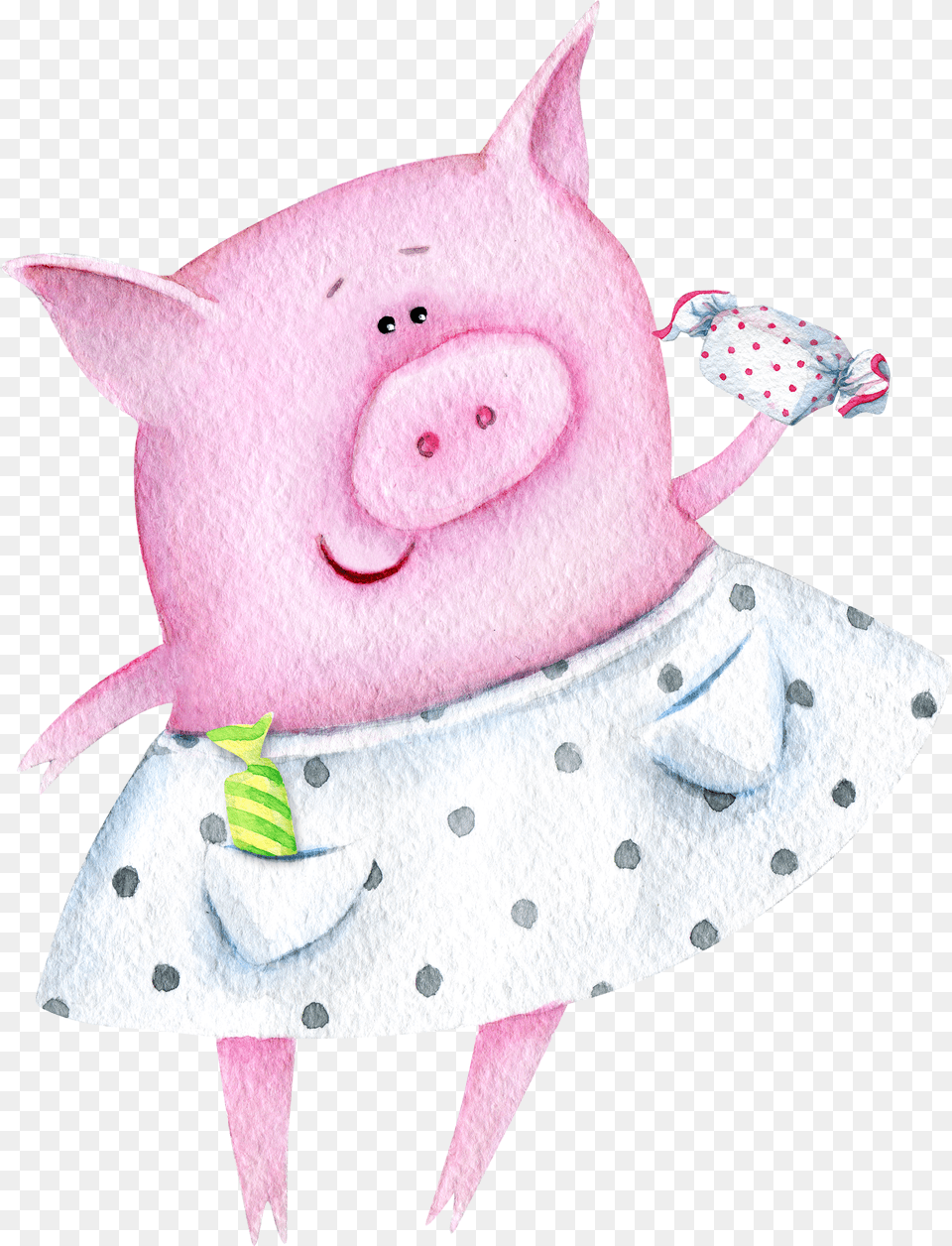 Domestic Pig Piglet Watercolor Painting Illustration Dnem Rozhdeniya Yulya Svinya Png Image