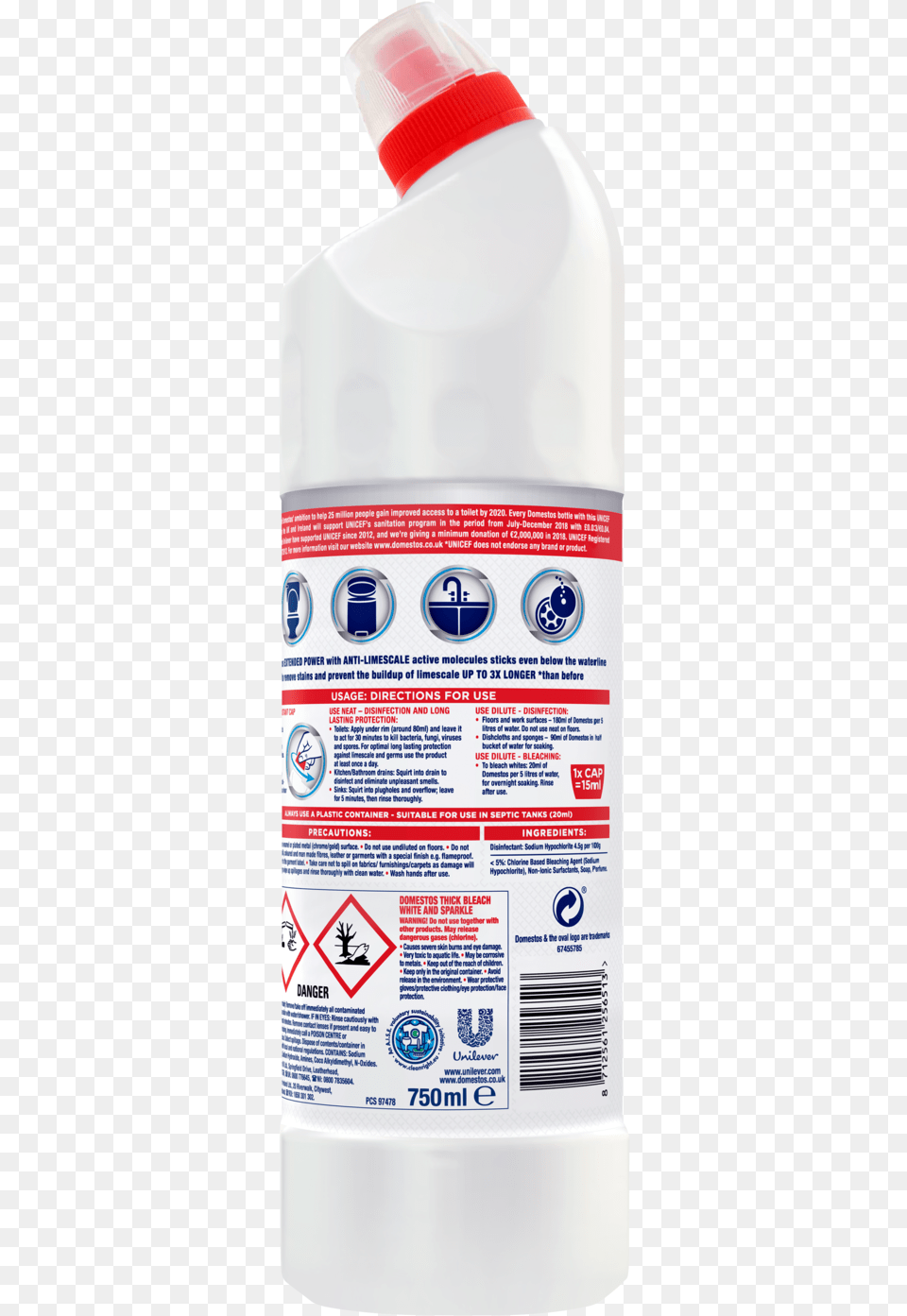 Domestos Ultra White Thick Bleach Domestos White 9 X Domestos Ultra White Amp Sparkly Thick Bleach, Bottle, Beverage, Milk, Cosmetics Png