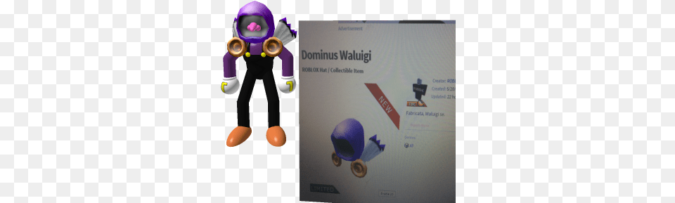 Dominus Waluigi Roblox Figurine, Baby, Person, People, Text Free Png