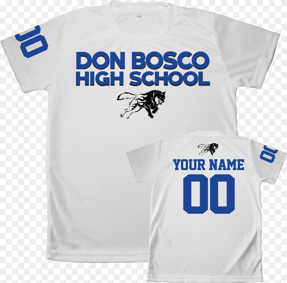 Don Bosco High School Blue Dry Fit Shirt, Clothing, T-shirt, Animal, Canine Free Png Download