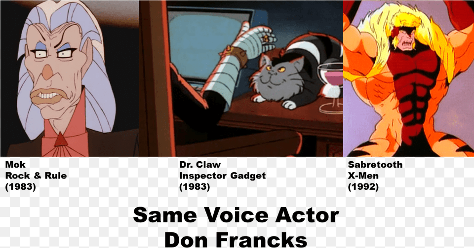 Don Francks Mok From Rock Rule Dr Claw Inspector Gadget Sabertooth X Men Cartoon, Person, Baby, Face, Head Free Png Download