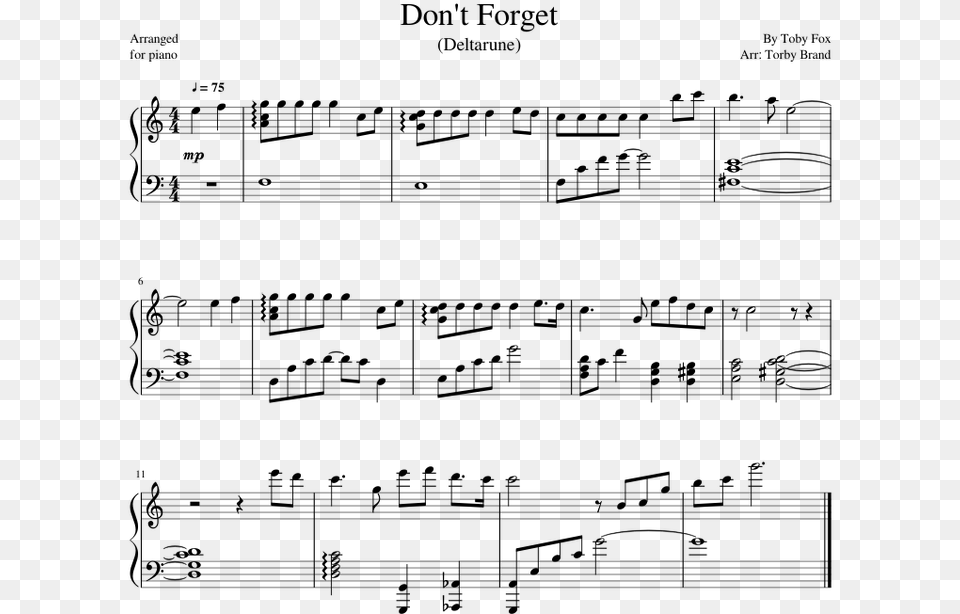 Don T Forget Deltarune Piano Sheet Music, Gray Free Transparent Png
