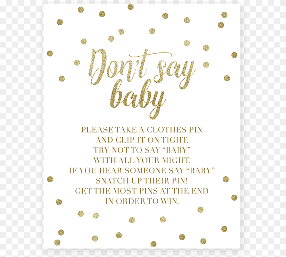 Don T Say Baby Clothespin Game With Gold Confetti Printable Twinkle Little Star Dont Say Baby, Paper, Text, Advertisement, Poster Free Png