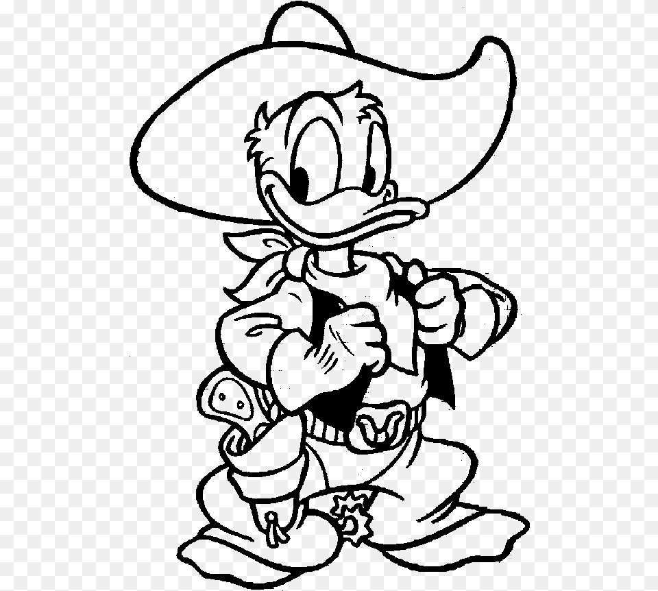 Donald Duck A Funny Cowboy Coloring Pages Donald Duck Donald Duck For Coloring, Gray Free Png Download