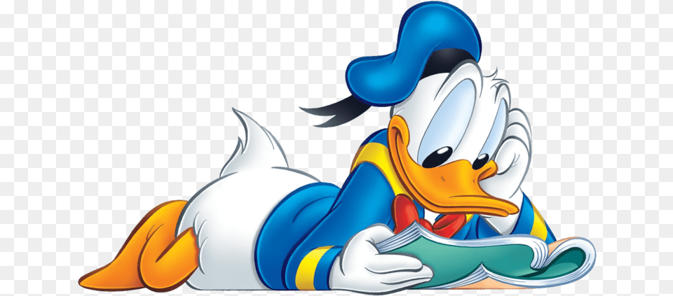 Donald Duck Donald Duck Read Book, Animal, Bird Free Png
