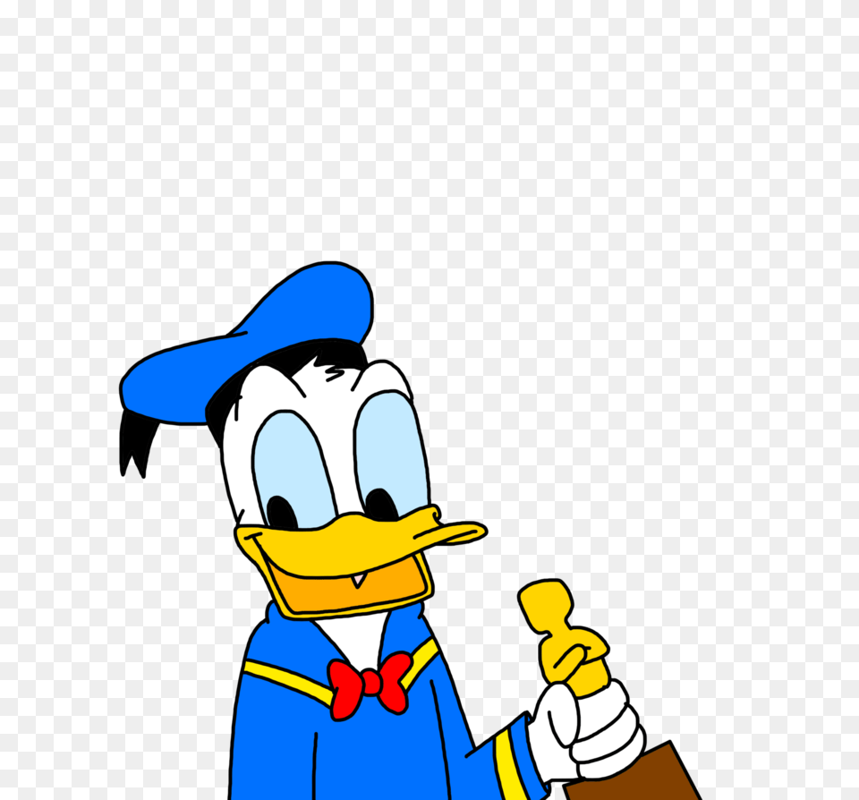 Donald Duck With A Academy Award, Cartoon, Person Free Png Download
