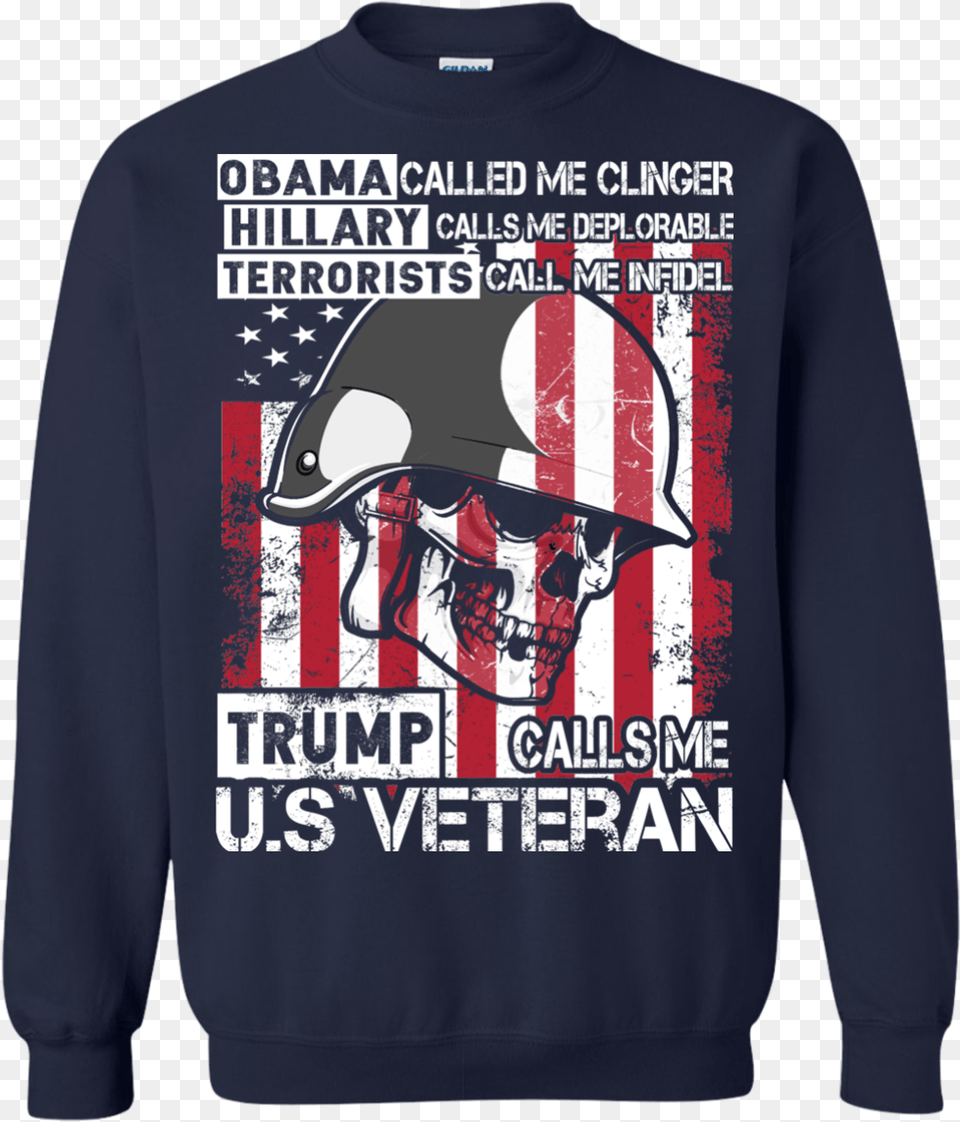 Donald Trump 2016 Make America Great Again Veterans Against Obama Shirt, Clothing, Hoodie, Knitwear, Sweater Png