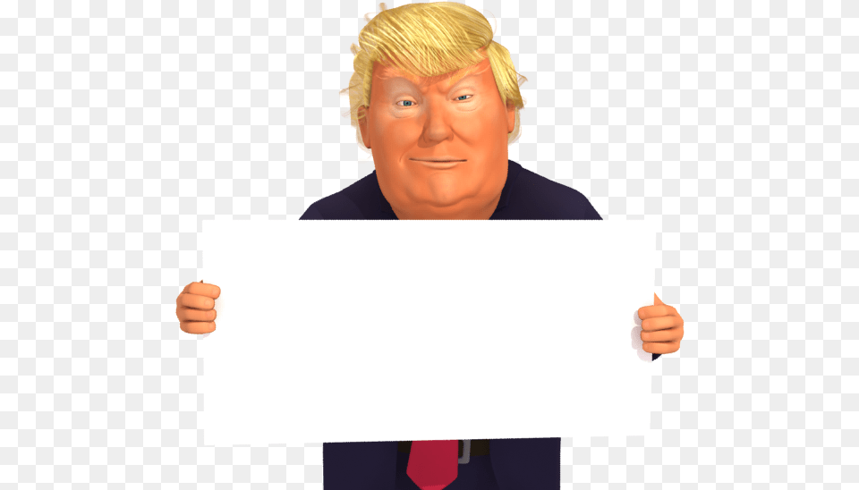Donald Trump Caricature Holding A Sign Imagestrump Donald Trump Caricature Hd, Hand, Body Part, Face, Portrait Free Png