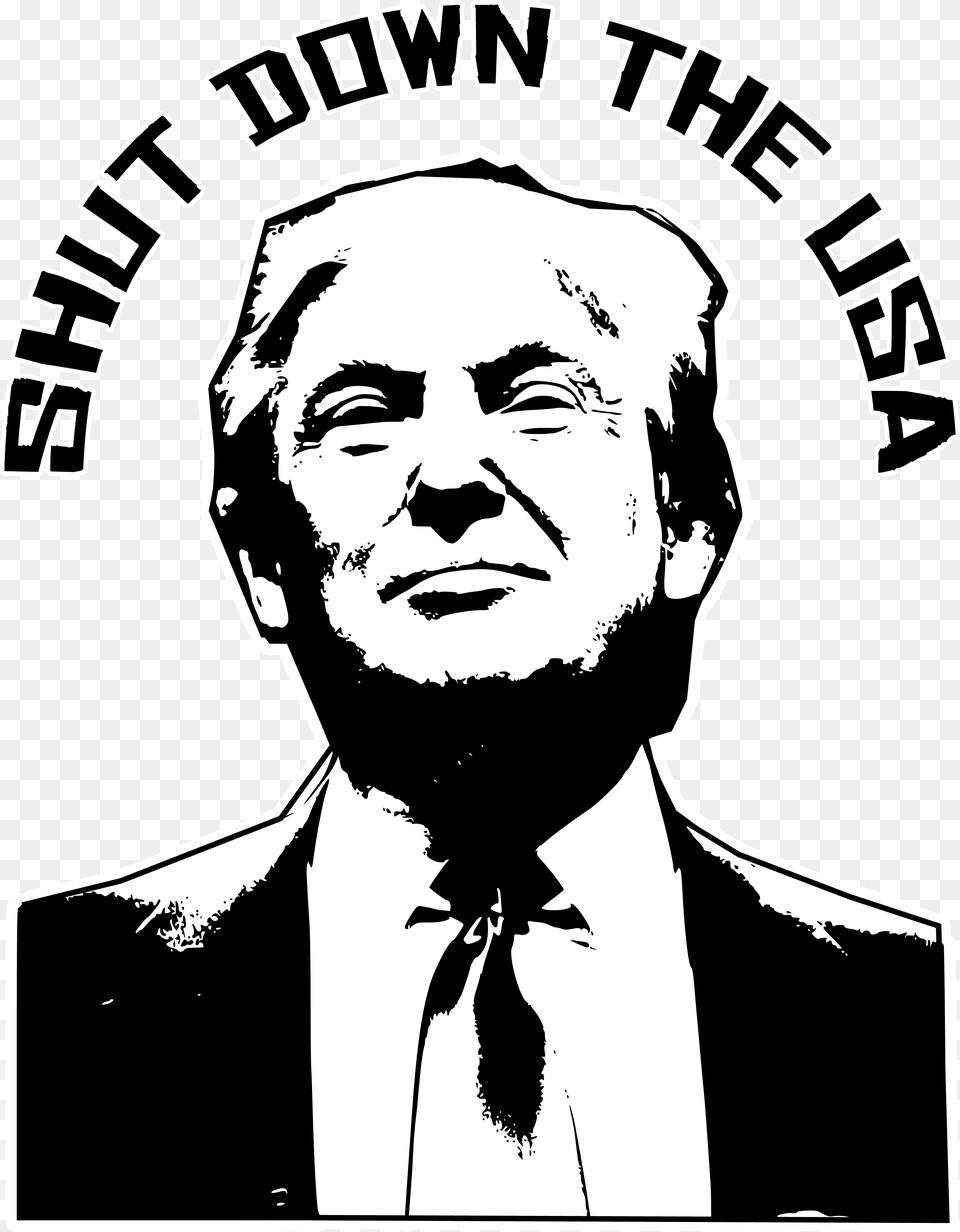 Donald Trump Clipart Black And White, Stencil, Adult, Male, Man Free Png Download