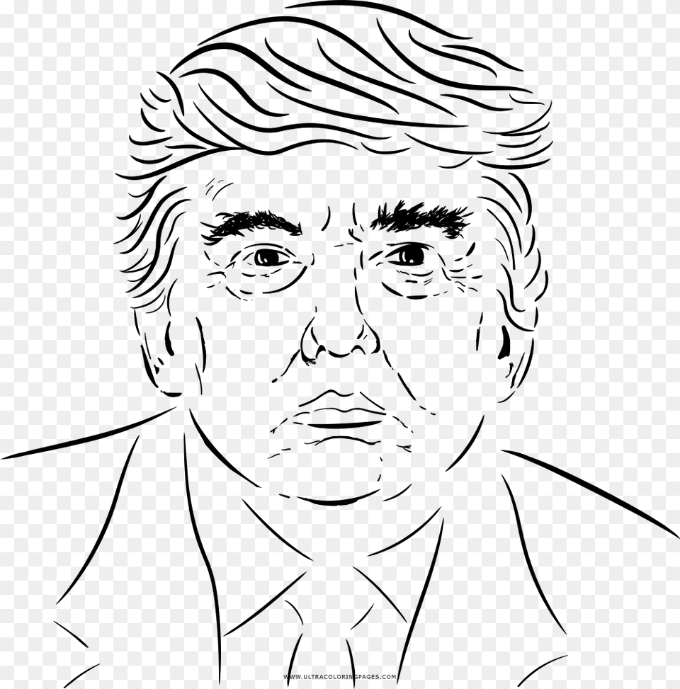 Donald Trump Coloring, Gray Free Png