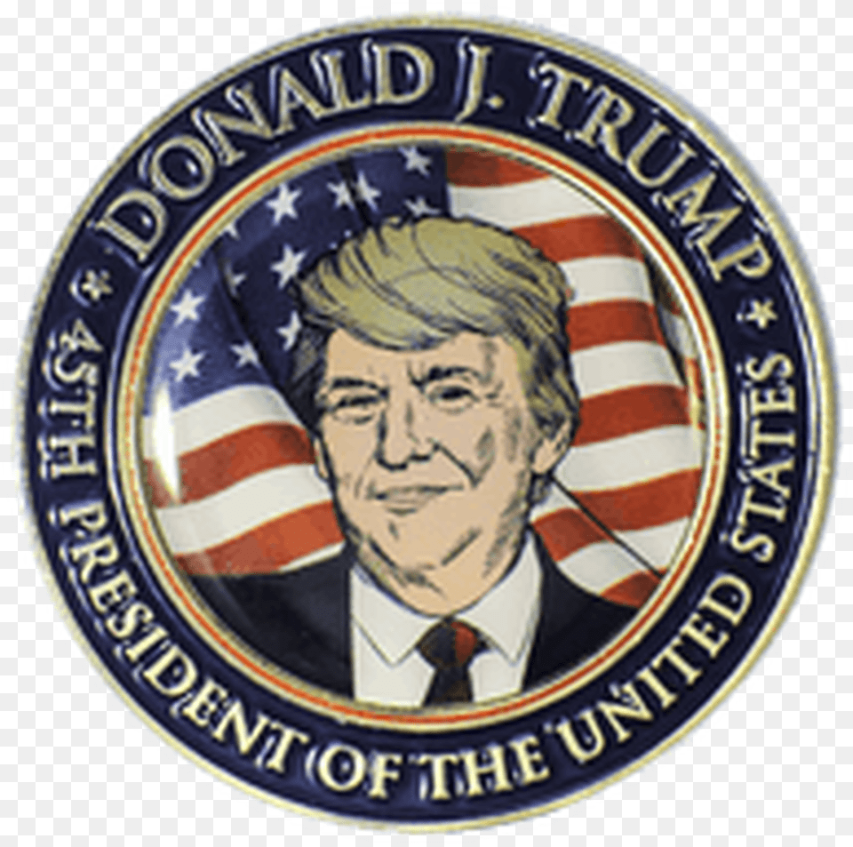 Donald Trump Inauguration Commemorative Coin Round Restaurant Logo, Adult, Person, Man, Male Free Png Download