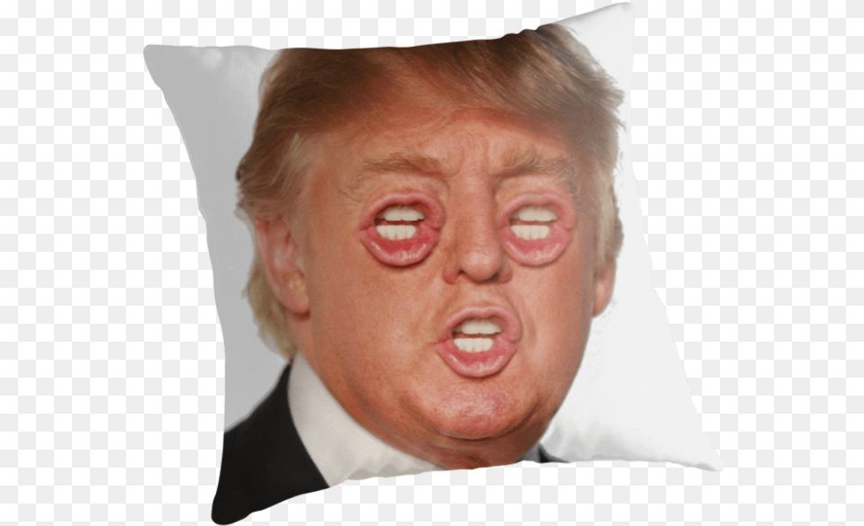 Donald Trump Nose Cushion Throw Pillows Donald Trump Funny Face, Adult, Photography, Person, Man Png Image