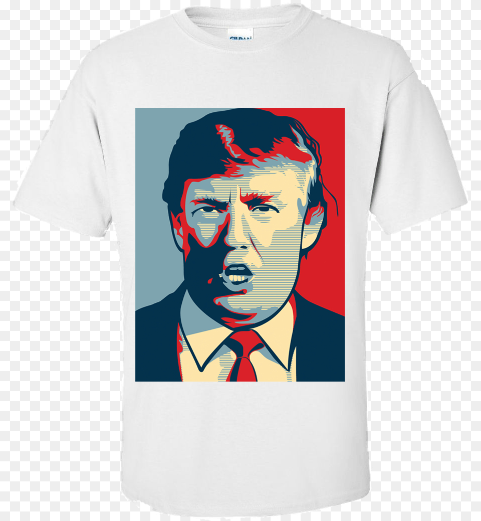 Donald Trump Red White Amp Blue T Shirt White Donald Trump Shepard Fairey, Clothing, T-shirt, Adult, Male Free Png