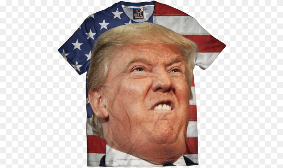 Donald Trump S Face V2 Donald Trump Nice Face, Adult, American Flag, Flag, Person Free Transparent Png