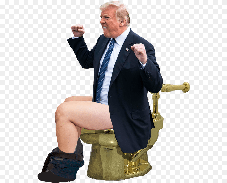 Donald Trump Trump On Gold Toilet, Man, Adult, Male, Clothing Free Transparent Png