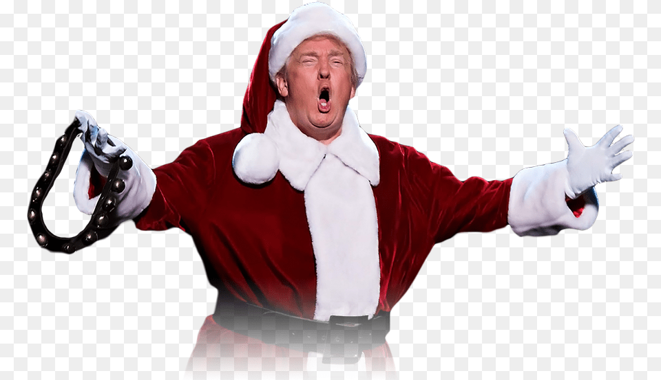 Donald Trump With A Santa Hat Hd Donald Trump Christmas, Clothing, Glove, Adult, Person Free Png Download