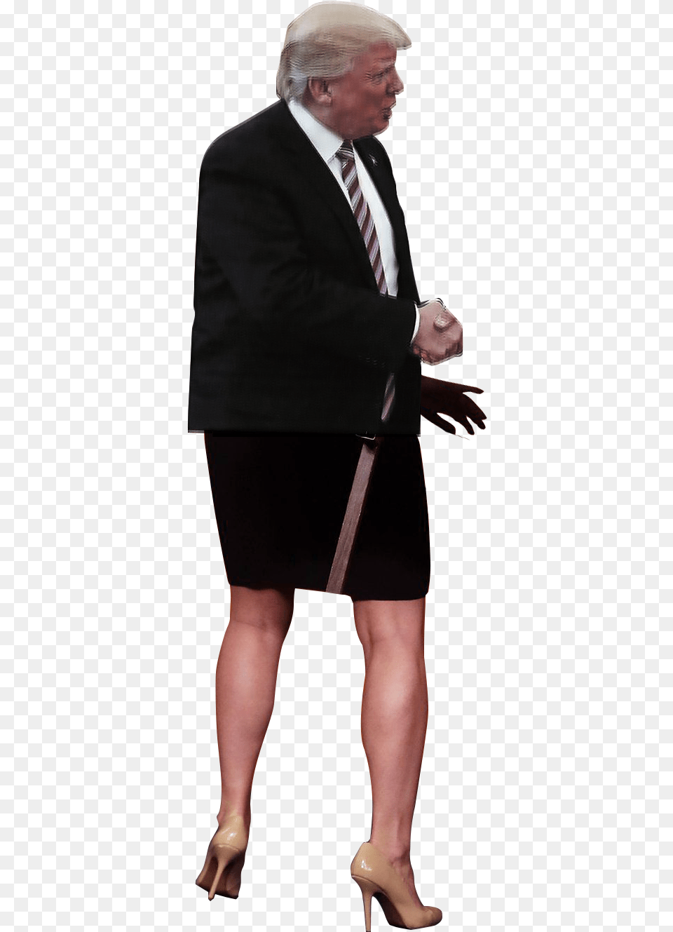 Donald Trump With A Woman In Heels Behind It Girl, Formal Wear, Hand, Footwear, Finger Png