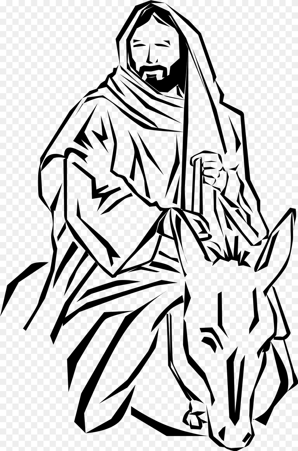 Donkey Black And White Alternative Design Jesus On A Donkey Clipart, Gray Png Image