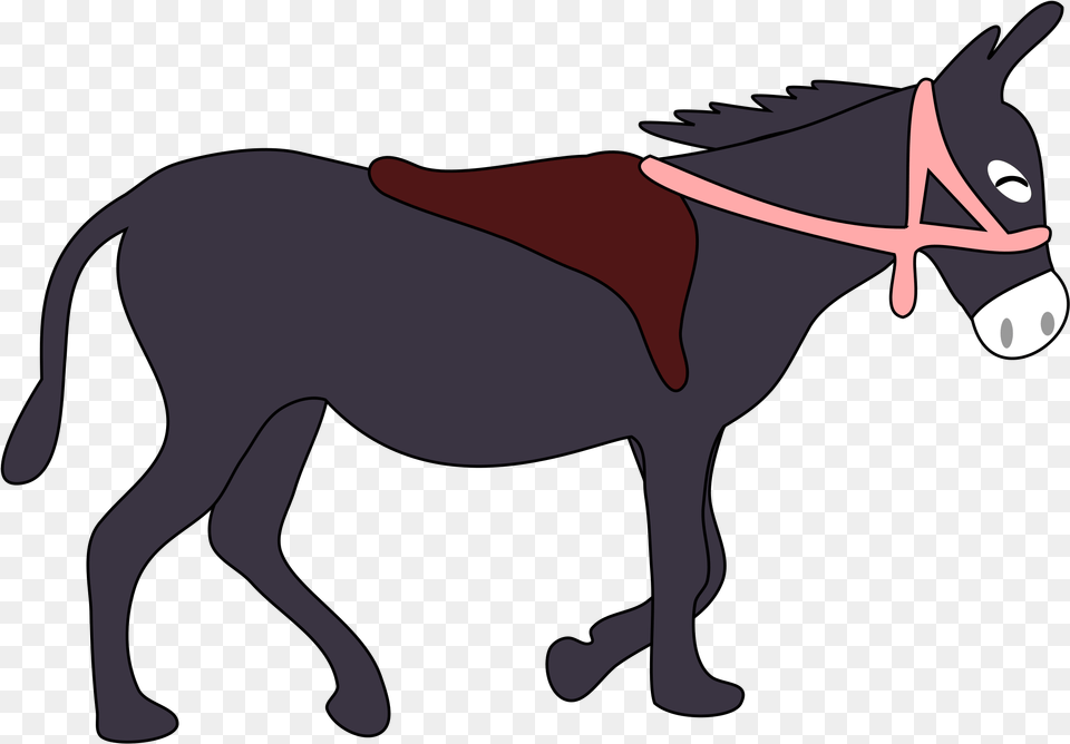 Donkey Is Smiling With A Saddle And A Pink Bridle Donkey Walking Clipart, Animal, Mammal, Kangaroo Png Image