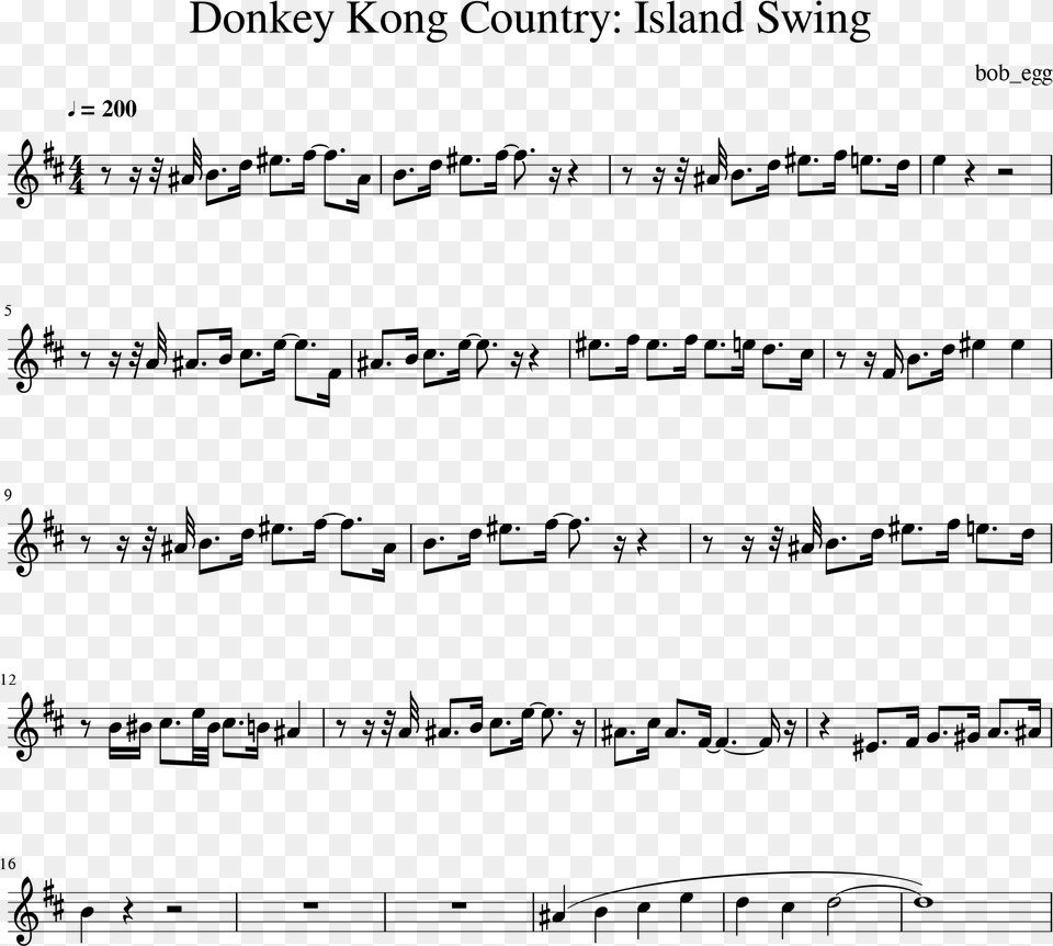 Donkey Kong Country Island Swing Bb Trumpet Trump Rally National Anthem Sheet Music, Gray Png Image