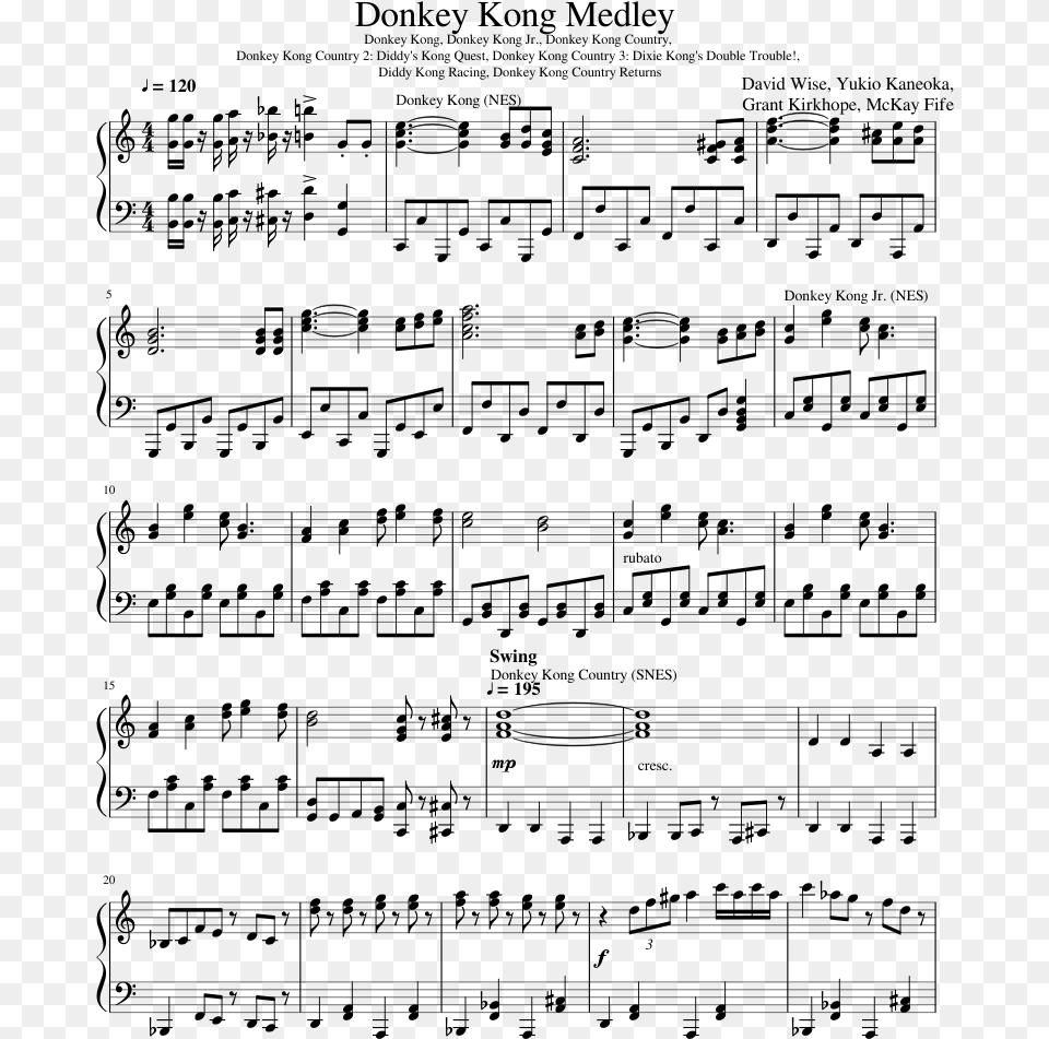 Donkey Kong Sheet Music, Gray Png