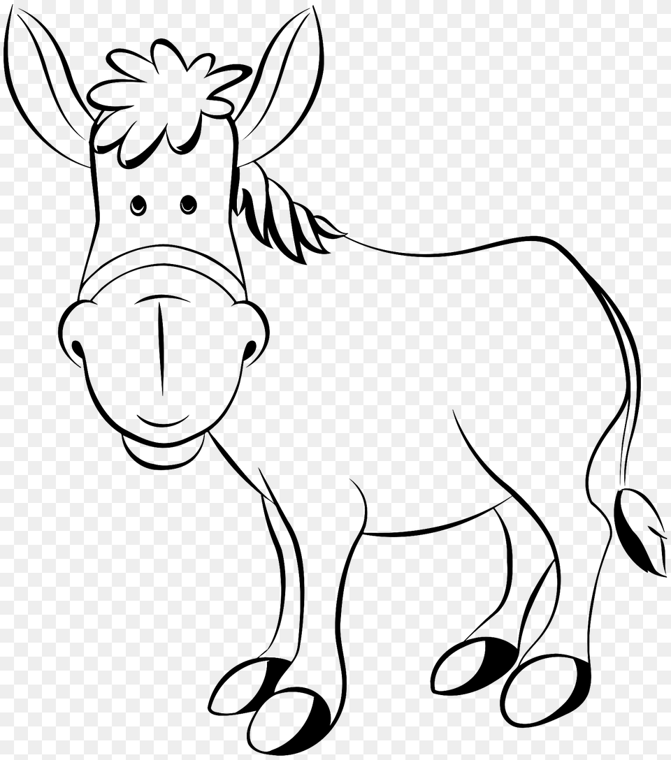 Donkey Outline Clipart, Animal, Mammal, Face, Head Png Image