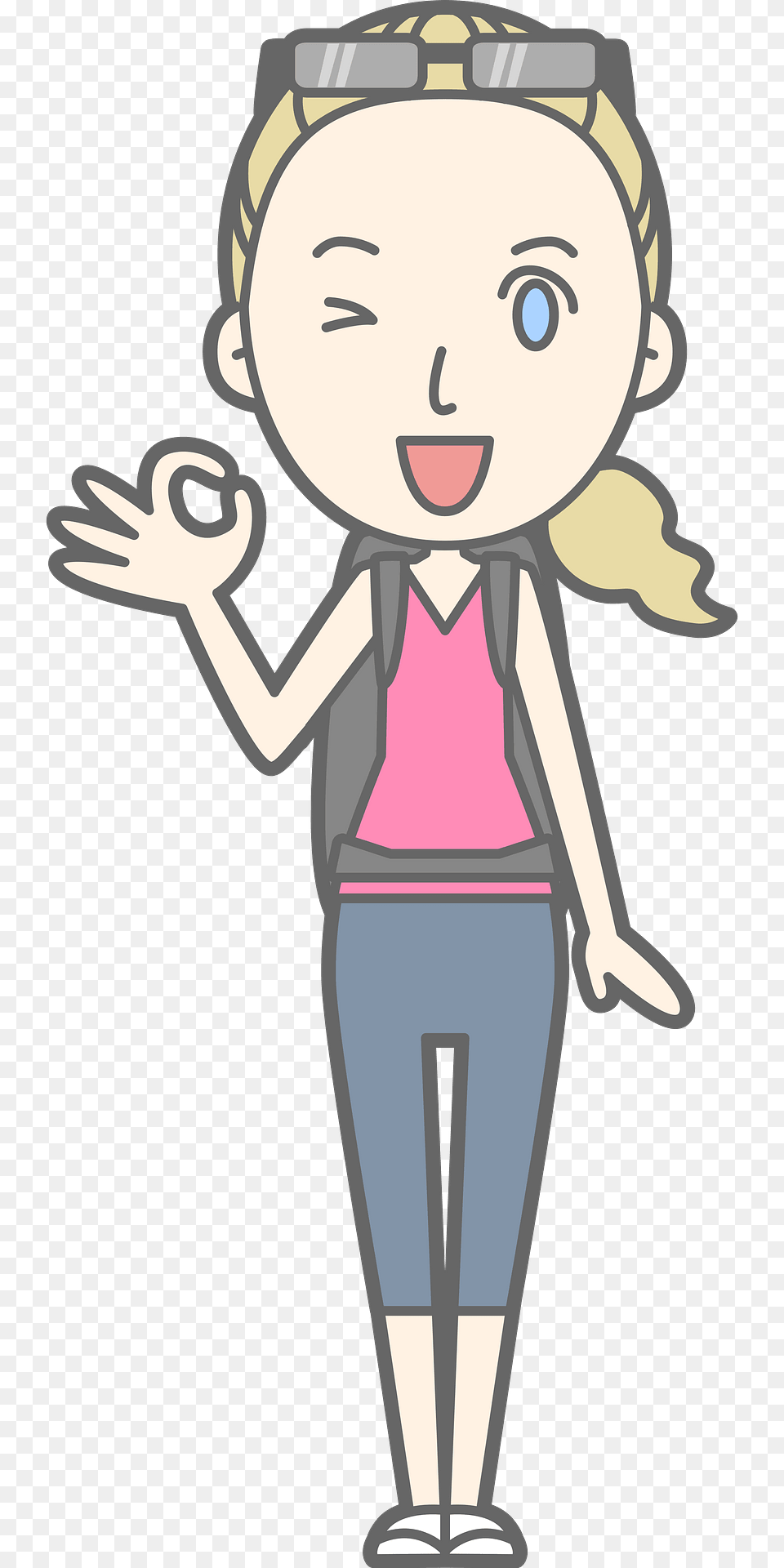 Donna Woman Backpacker Is Giving Ok Sign Clipart, Person, Book, Comics, Publication Png