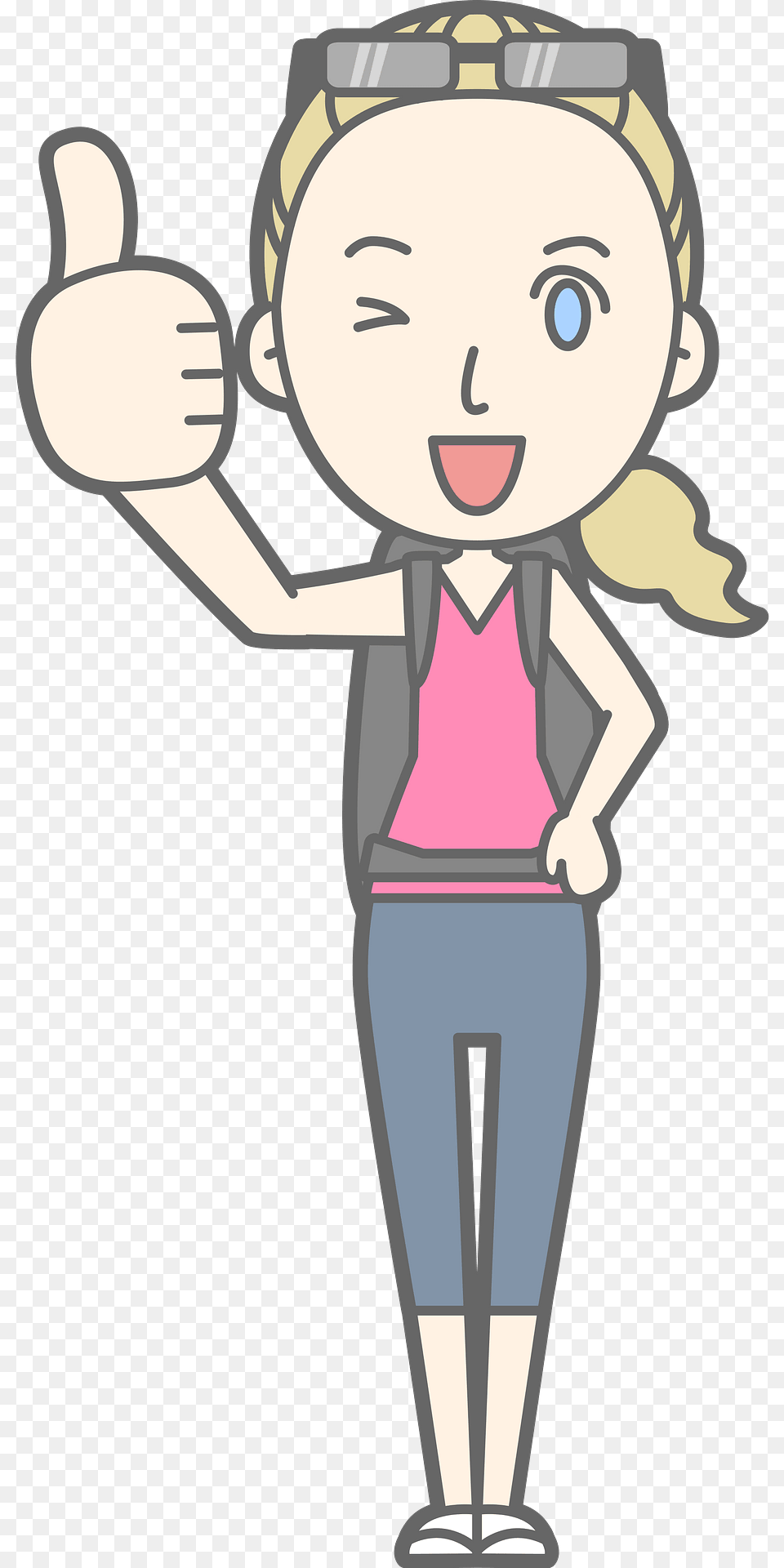 Donna Woman Backpacker Is Giving Thumbs Up Clipart, Face, Head, Person, Body Part Free Png Download