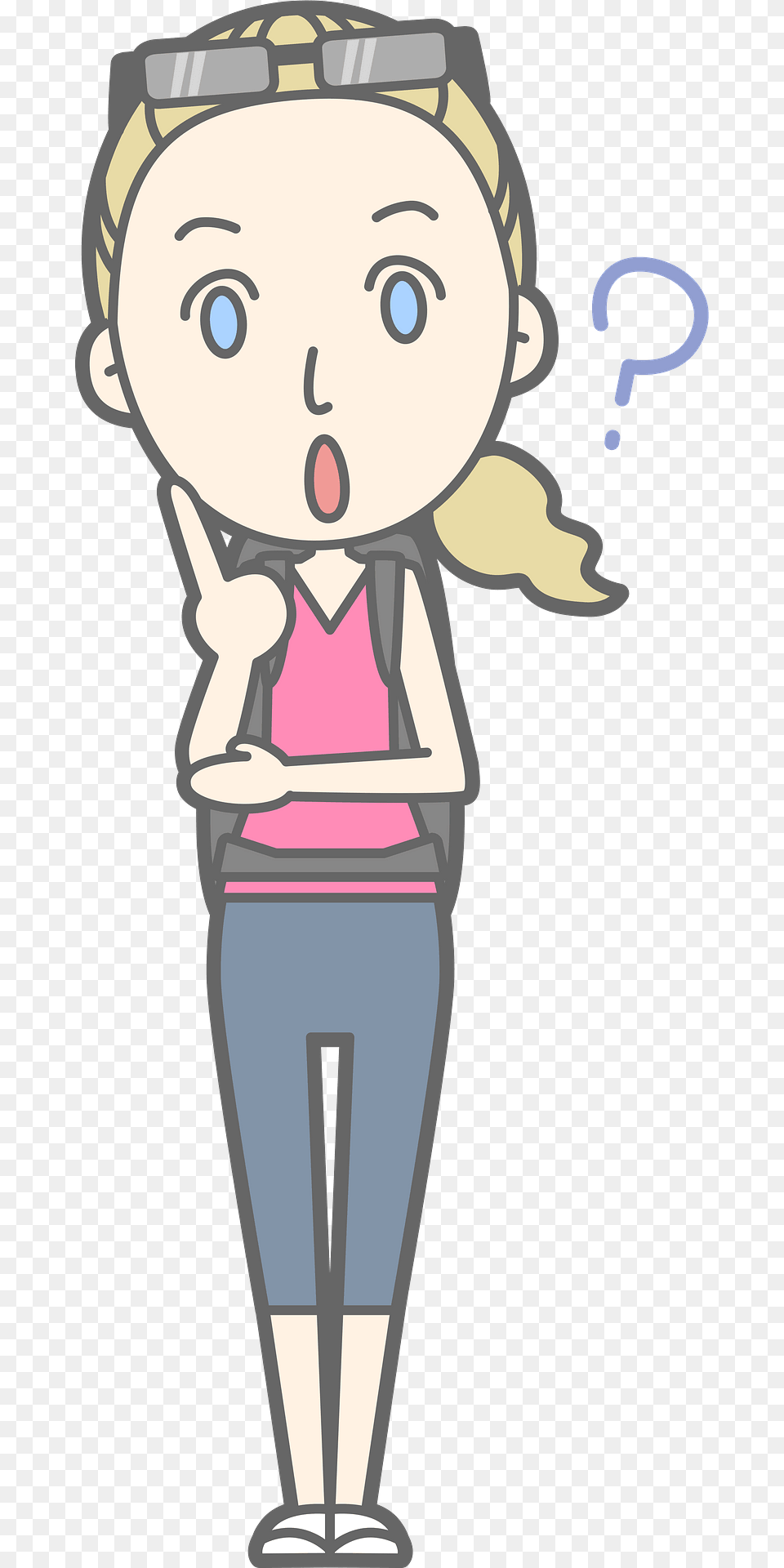 Donna Woman Backpacker With A Question Clipart, Person, Face, Head, Book Free Png Download