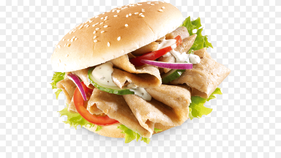 Donner In Burger Bun Download Lamb Donner Burger Meal, Food, Bread, Lunch Free Transparent Png