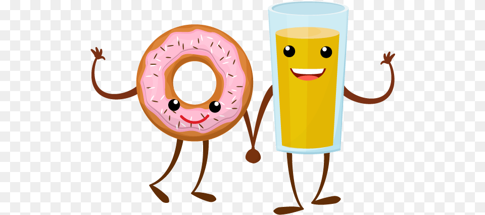 Donut And Orange Juice Cartoon, Food, Sweets Png